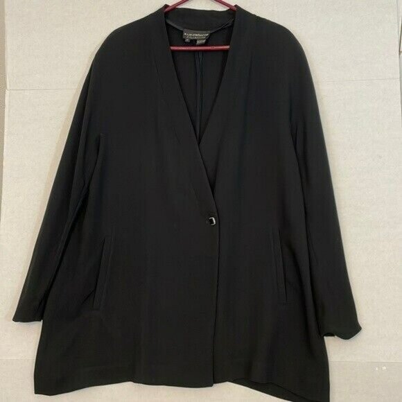 Liz Claiborne Blazer with Pockets, Long Line, Polyester and Acetate, Black, 14 - Picture 1 of 10